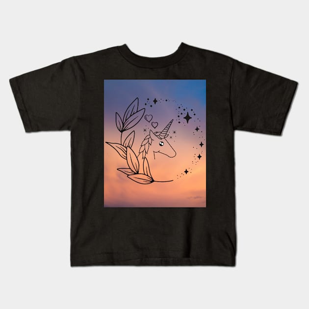 Cute Unicorn Kids T-Shirt by TANSHAMAYA